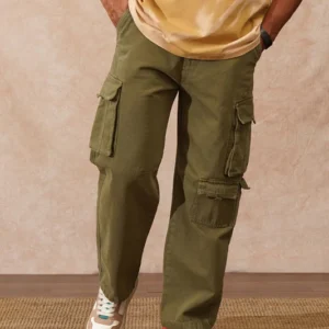Stacked Loose Fit Cargo Trouser | Olive