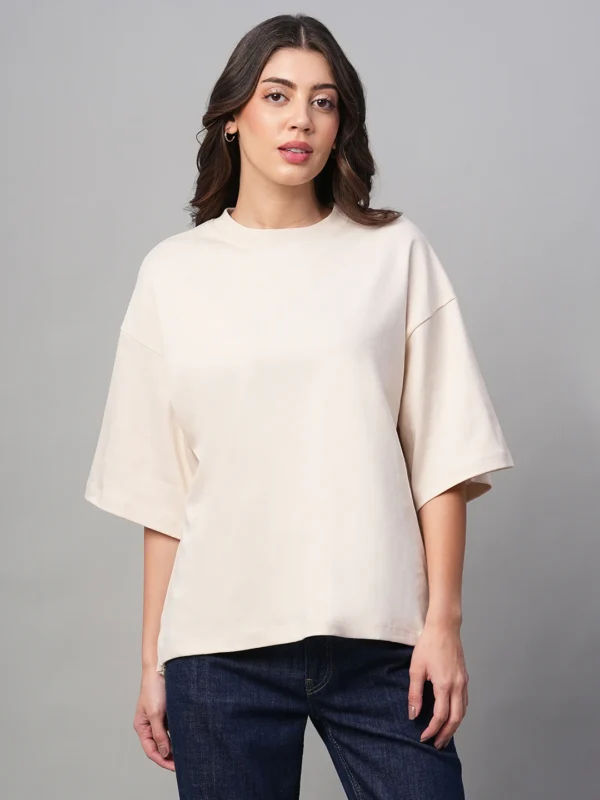 Women's Natural 100% Cotton Loose Fit Tshirt